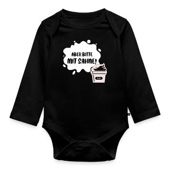 "Aber bitte mit Sahne!" - Udo Jürgens Geschenk - Baby Bio-Langarm-Body - Schwarz - Vorne
