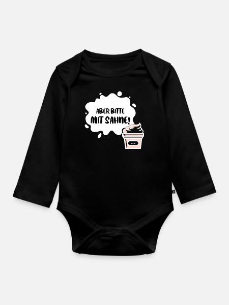"Aber bitte mit Sahne!" - Udo Jürgens Geschenk - Baby Bio-Langarm-Body - Schwarz