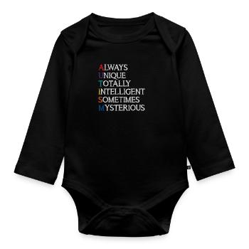 Autism Autistic Autism - Organic Longsleeve Baby Bodysuit - black - Front