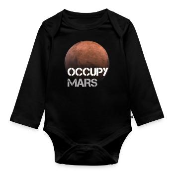 Occupy Mars Astronomy Science Gifts For Her - Organic Longsleeve Baby Bodysuit - black - Front