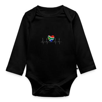 Heartbeat Südafrika Herz Herzschlag - Baby Bio-Langarm-Body - Schwarz - Vorne