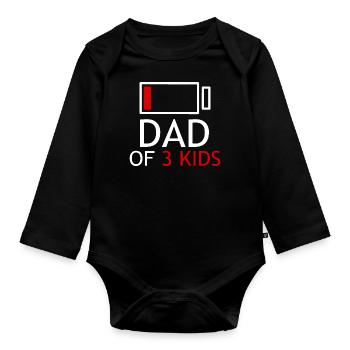 dad of 3 kids - Organic Longsleeve Baby Bodysuit - black - Front