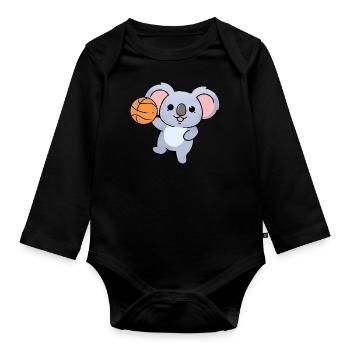 Koala-Basketball - Baby Bio-Langarm-Body - Schwarz - Vorne