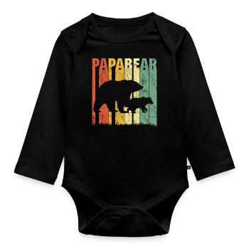 Stolzer Papa Tochter Vater Sohn Geschenk Spruch - Baby Bio-Langarm-Body - Schwarz - Vorne