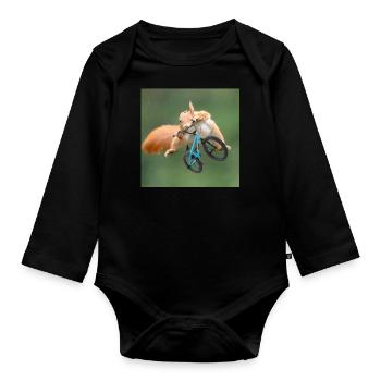 Animal drawing t-shirt - Organic Longsleeve Baby Bodysuit - black - Front