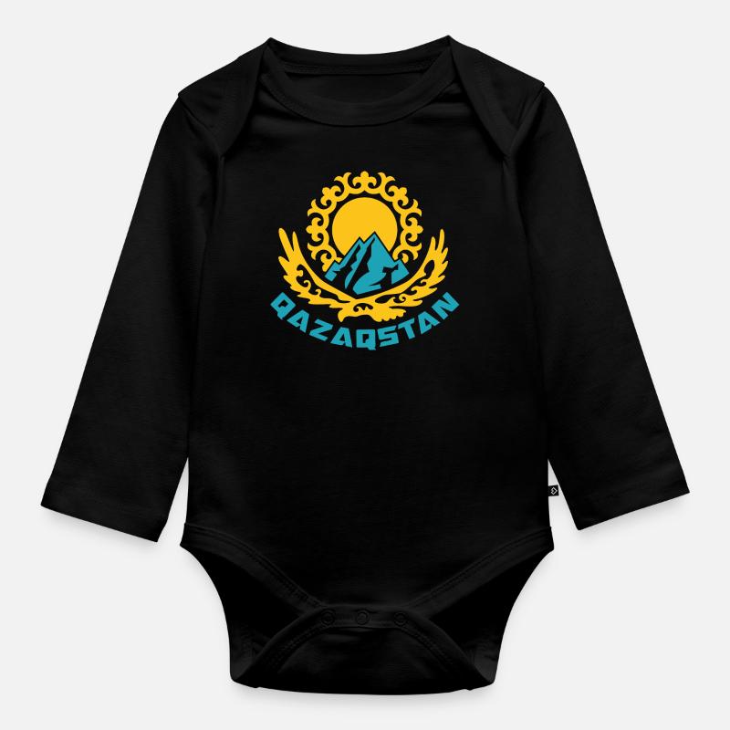 Qazaqstan Geschenk Republik Kasachisch Kasachen - Baby Bio-Langarm-Body - Schwarz
