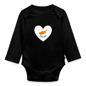 Zypern Flagge Herz - Baby Bio-Langarm-Body - Schwarz - Vorne