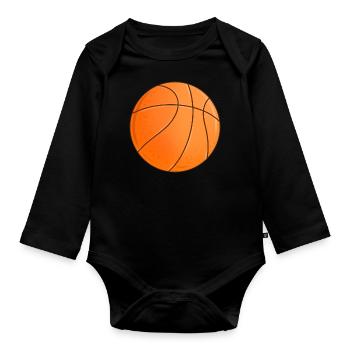 Ballon de basket - Body Bébé bio manches longues - noir - Devant
