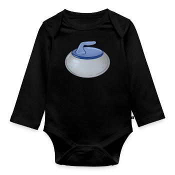 Curling stone - Organic Longsleeve Baby Bodysuit - black - Front