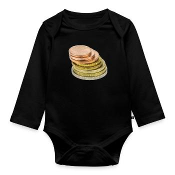 euro cent - Baby Bio-Langarm-Body - Schwarz - Vorne