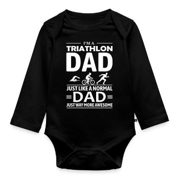 Swim Bike Run Triathlon Triathlet Papa Vatertag - Baby Bio-Langarm-Body - Schwarz - Vorne