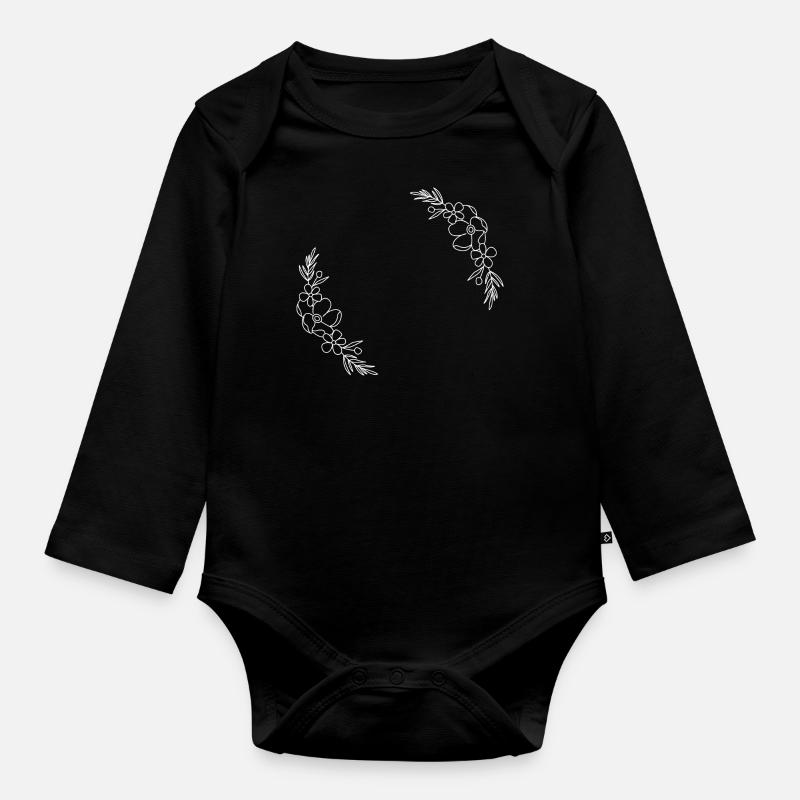 Fleurs - Body Bébé bio manches longues - noir