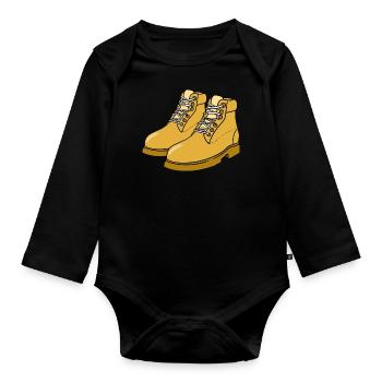 boot - Organic Longsleeve Baby Bodysuit - black - Front