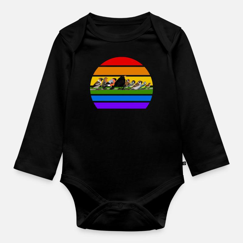 Gartenvögel Regenbogen Vogel Vielfalt Vogelfreund - Baby Bio-Langarm-Body - Schwarz