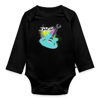 Jazz Guitar Splash Blue - Baby Bio-Langarm-Body - Schwarz - Vorne