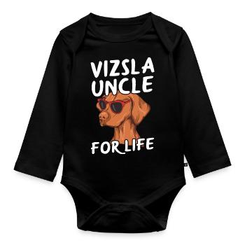 Magyar Vizsla Design für deinen Vizsla Onkel - Baby Bio-Langarm-Body - Schwarz - Vorne