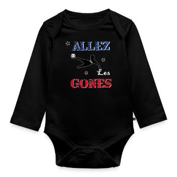 Allez les gones - Body Bébé bio manches longues - noir - Devant