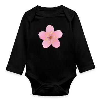 fleur de cerisier - Body Bébé bio manches longues - noir - Devant