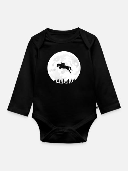 Moonlight horse t riding shirt - Organic Longsleeve Baby Bodysuit - black