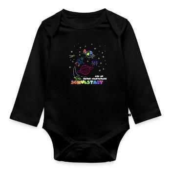 Schulstart –Auf zu neuen Abenteuern! - Baby Bio-Langarm-Body - Schwarz - Vorne