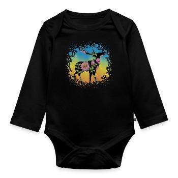 Hirsch - Baby Bio-Langarm-Body - Schwarz - Vorne
