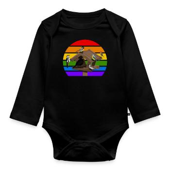 Vogelhaus Vogel Regenbogen Vielfalt Singvogel - Baby Bio-Langarm-Body - Schwarz - Vorne