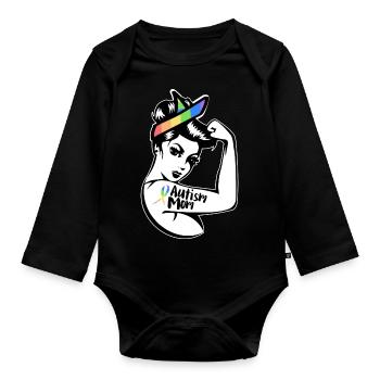 Autism Autistic - Organic Longsleeve Baby Bodysuit - black - Front