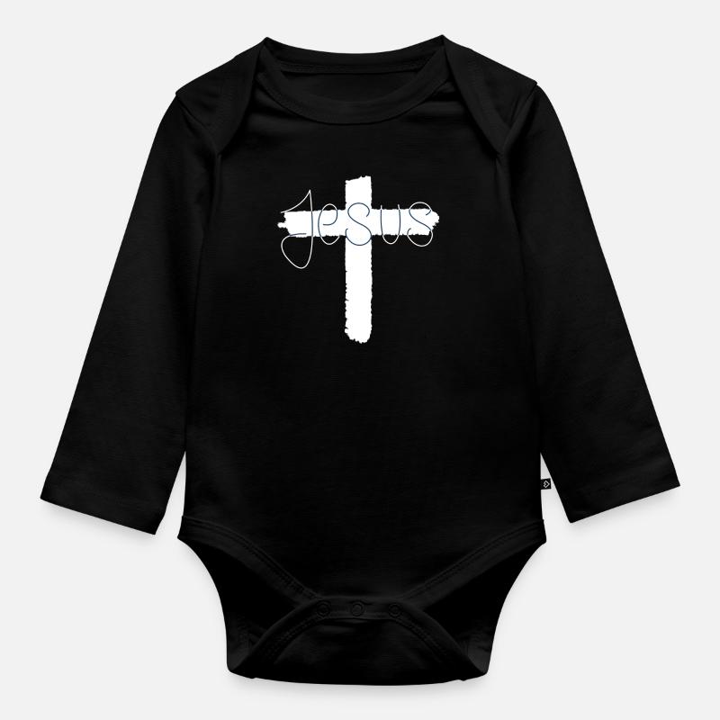 Jesus - Organic Longsleeve Baby Bodysuit - black