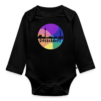 düsseldorf,skyline,kreis,bunt,regenbogen - Baby Bio-Langarm-Body - Schwarz - Vorne