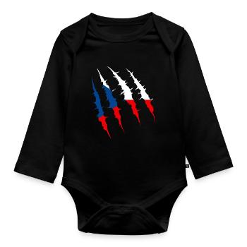 Czech Republic Flag Claw Track Countries Flag Team Fa - Organic Longsleeve Baby Bodysuit - black - Front
