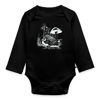 Frosch Tier Amphibienliebhaber Kleidung Geschenk - Baby Bio-Langarm-Body - Schwarz - Vorne