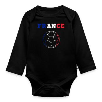 France Football France drapeau - Body Bébé bio manches longues - noir - Devant