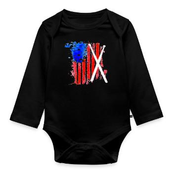 Drumsticks with US Flag - Baby Bio-Langarm-Body - Schwarz - Vorne