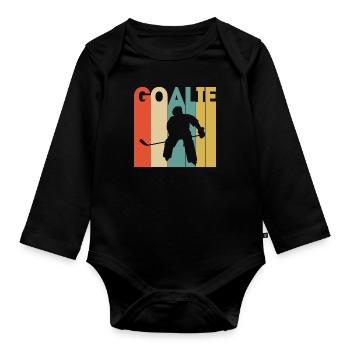 Goalie Ice Hockey Ice Hockey Player Sport Hockey - Organic Longsleeve Baby Bodysuit - black - Front