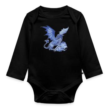drache ,blau,malerei,graffiti, airbrush,hellblau - Baby Bio-Langarm-Body - Schwarz - Vorne
