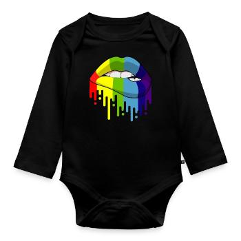 Rainbow Regenbogen Pride Homosexual Kleidung Mann - Baby Bio-Langarm-Body - Schwarz - Vorne