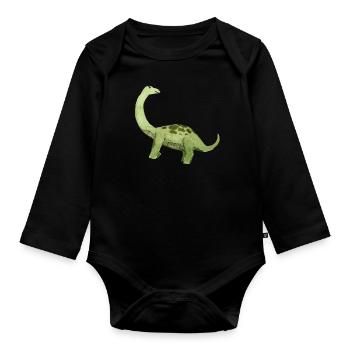 Dino - Baby Bio-Langarm-Body - Schwarz - Vorne