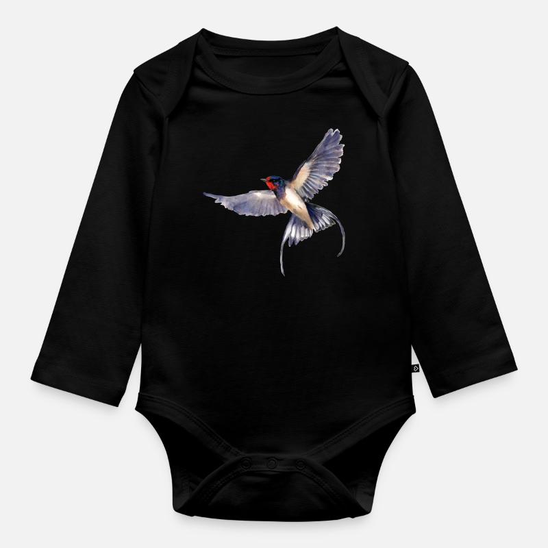 Hirondelle - Body Bébé bio manches longues - noir