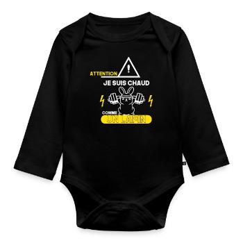 Fitness Je suis Chaud comme un Lapin Cadeau Drôles - Body Bébé bio manches longues - noir - Devant
