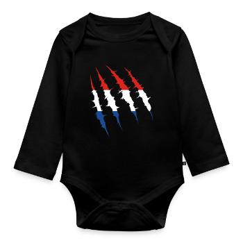 Niederlande Flagge Krallenspur Team Fan - Baby Bio-Langarm-Body - Schwarz - Vorne