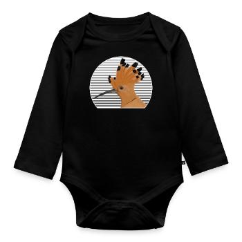 Hoopoe bird bird lover bird watcher - Organic Longsleeve Baby Bodysuit - black - Front
