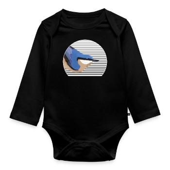 Nuthatch bird bird lover bird watcher - Organic Longsleeve Baby Bodysuit - black - Front