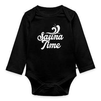 Sauna Time Wellness Spa motif perfect gift - Organic Longsleeve Baby Bodysuit - black - Front