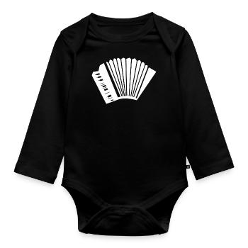Geschenk Akkordeon Silhouette Volksmusik Musiker - Baby Bio-Langarm-Body - Schwarz - Vorne