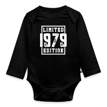 Geboren 1979 seit 1979 aussergewöhnlich - Baby Bio-Langarm-Body - Schwarz - Vorne