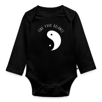 Find your balance - Organic Longsleeve Baby Bodysuit - black - Front