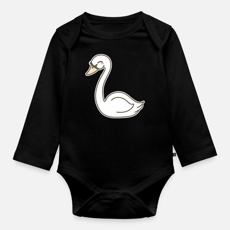 Schwan - Baby Bio-Langarm-Body - Schwarz