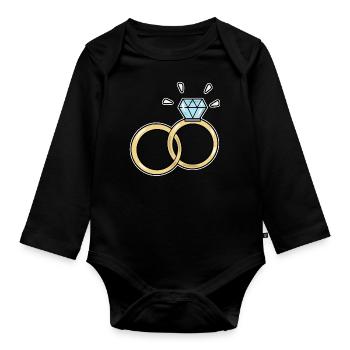 Wedding ring - Organic Longsleeve Baby Bodysuit - black - Front