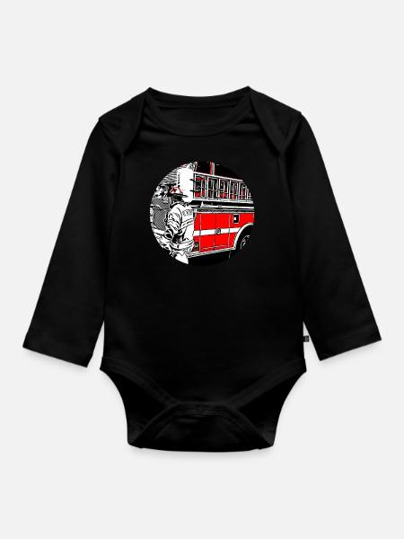 pompiers - Body Bébé bio manches longues - noir