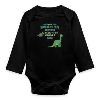Humour Enfant : Papa et Maman vs Tata - Body Bébé bio manches longues - noir - Devant